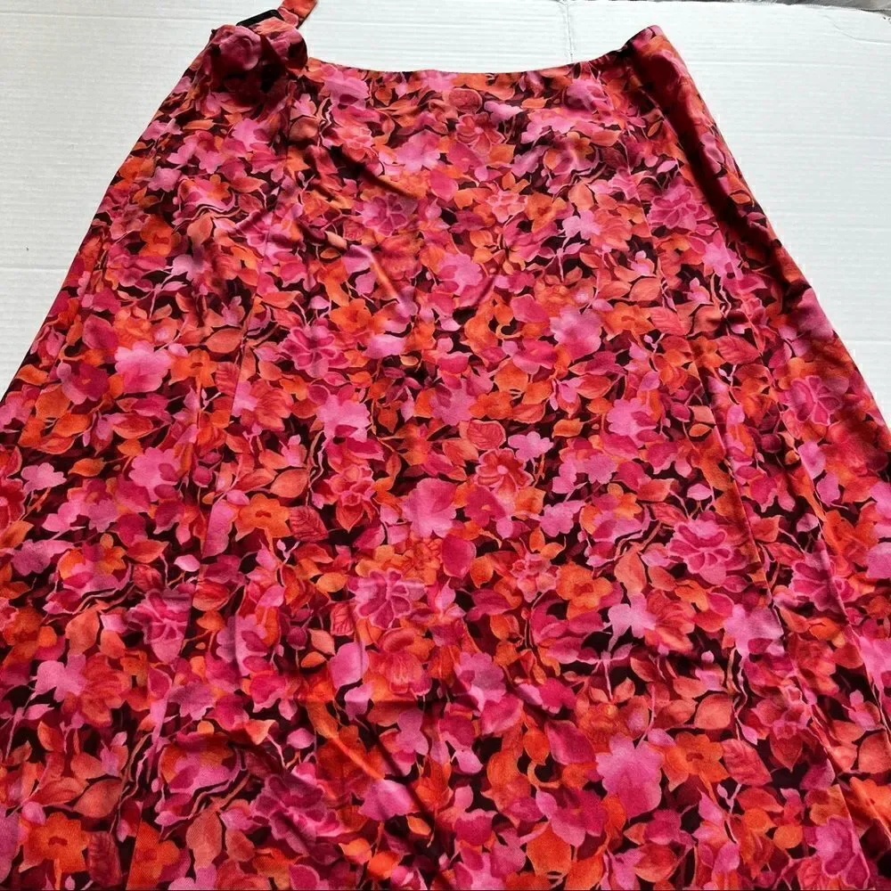 Talbots NWT skirt Maxi Size 8 Beautiful pink orange and brown floral side zip